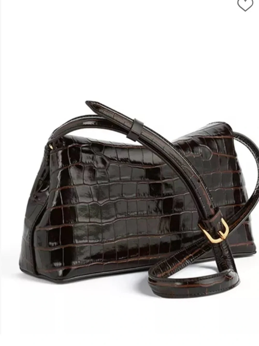 Toteme T-Lock Croc Embossed Leather Clutch in Dark Brown